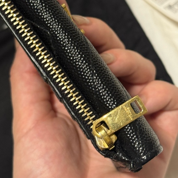 Saint Laurent Black Leather Card Case with Gold YSL Monogram Zipper Coin Pouch - Picture 4 of 6